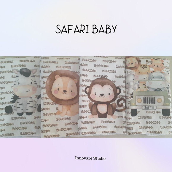 Kit babador e fraldinhas - safari baby