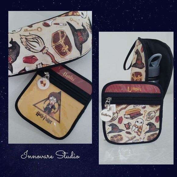 KIT Harry Potter- porta garrafa e porta máscaras
