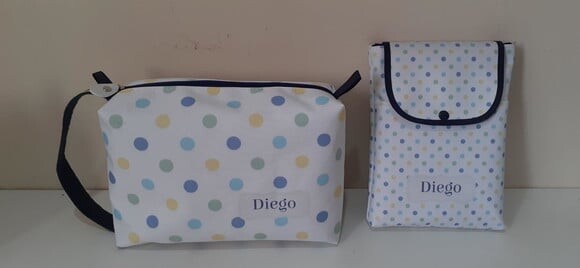 Kit higiene baby - necessaire G + porta fraldas e lenço