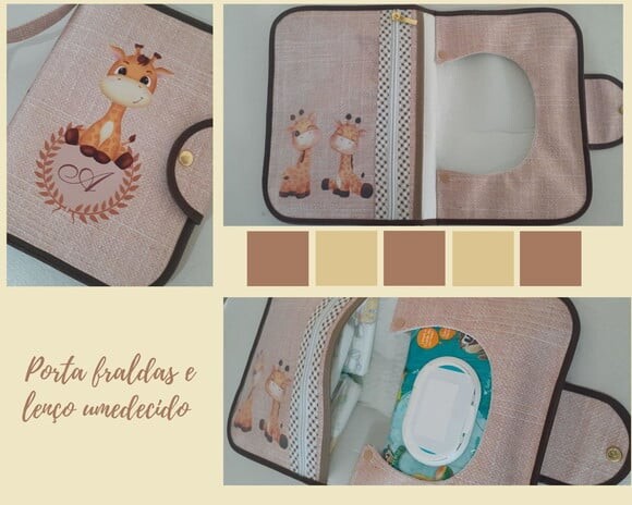 Kit higiene do bebê- Porta fraldas e lenço umedecido
