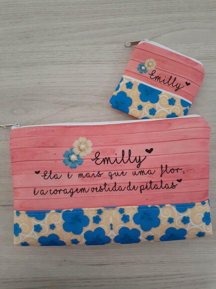 Kit necessaire e porta moedas Flores