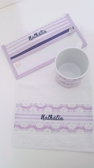 Kit Necessaire e toalha de mão Flores