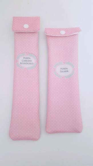 Kit Porta canudo ecológico e porta talher
