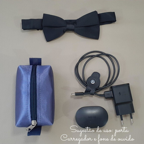 Necessaire Mini Box - Azul e Prata