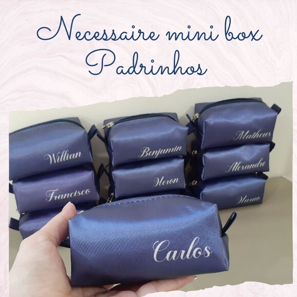 Necessaire Mini Box - Azul e Prata