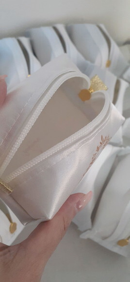 Necessaire mini box - branco e dourado