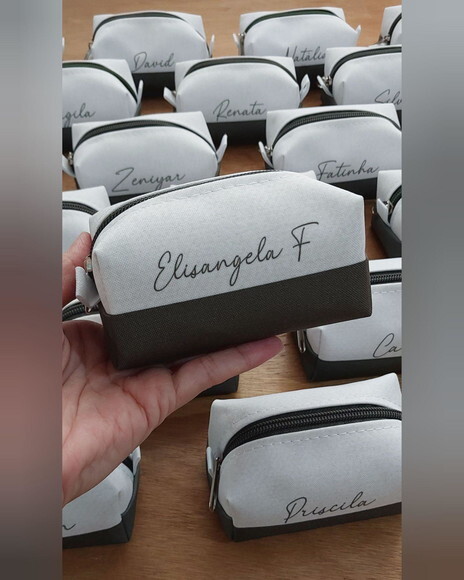 Necessaire Mini Box - Branco e Verde Musgo