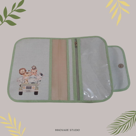 PORTA DOCUMENTOS INFANTIL - SAFARI AQUARELA