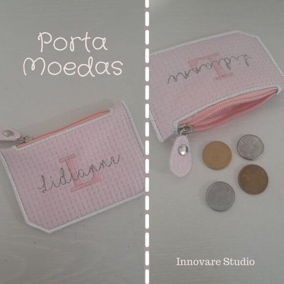 Porta moedas em sintético - bordado