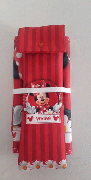 Jogo americano e porta talher Minnie Vermelha