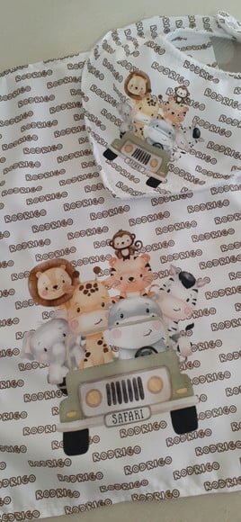 Kit babador e fraldinhas - safari baby