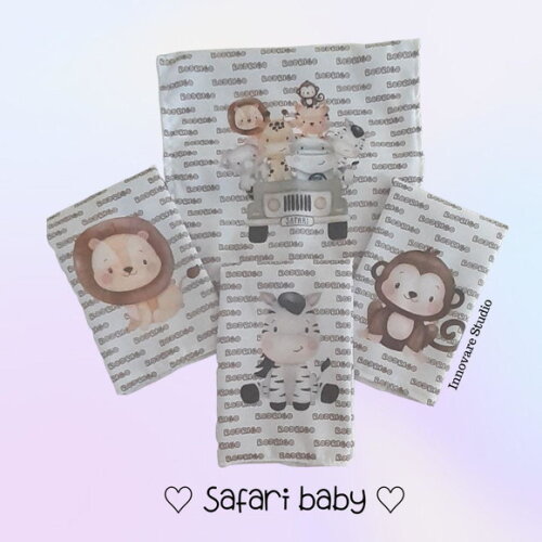 Kit babador e fraldinhas - safari baby