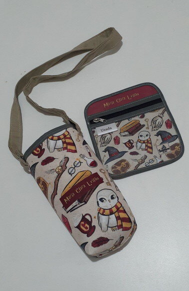 KIT Harry Potter- porta garrafa e porta máscaras