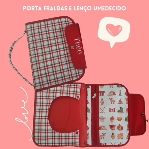 Kit higiene do bebê- Porta fraldas e lenço umedecido