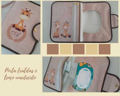 Kit higiene do bebê- Porta fraldas e lenço umedecido