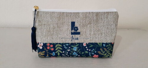 Necessaire G personalizada - floral verde