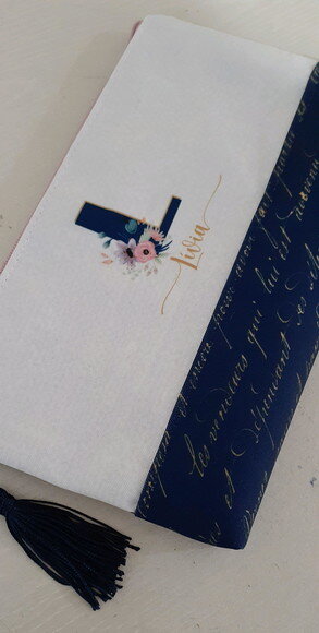 Necessaire G personalizada - marinho e branco