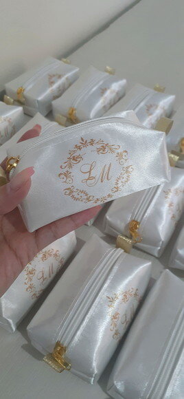 Necessaire mini box - branco e dourado