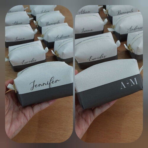 Necessaire Mini Box - Branco e Verde Musgo