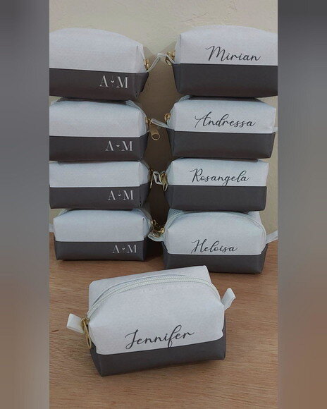Necessaire Mini Box - Branco e Verde Musgo