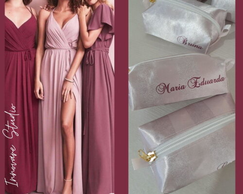 Necessaire mini box - rosê e marsala