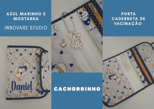 Porta caderneta de vacinação e documentos (listras e Pink)