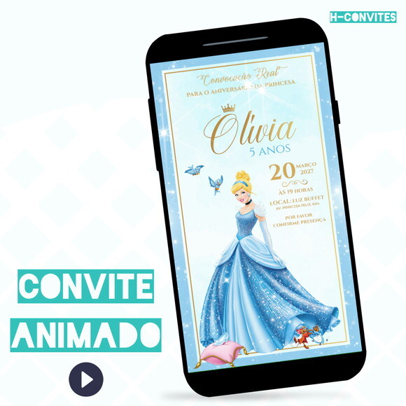 Convite Animado Cinderela