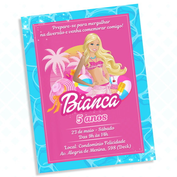 Convite Digital Barbie Pool Party