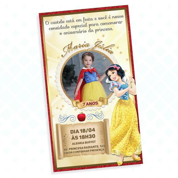 Convite Digital Branca de Neve