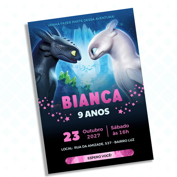 Convite Digital Como Treinar o Seu Dragão Rosa