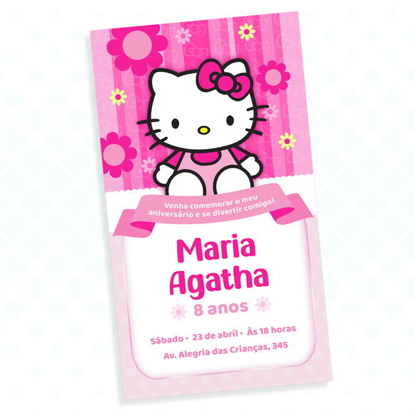 Convite Digital Hello Kitty Rosa