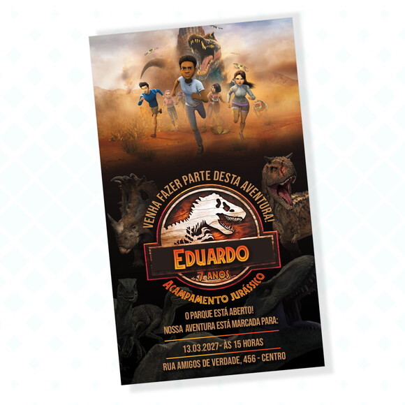 Convite Digital Jurassic Park Acampamento Jurássico