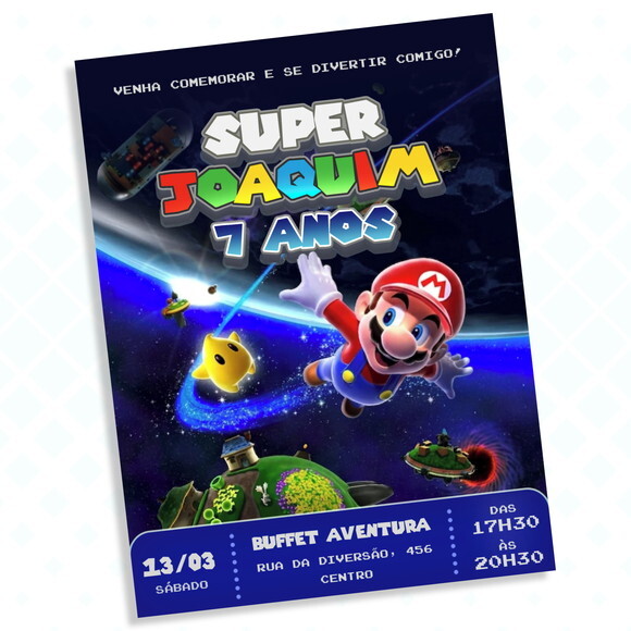 Convite Digital Mario Galaxy