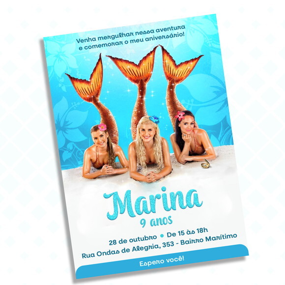 Convite Digital Sereias Mako Mermaids H2o