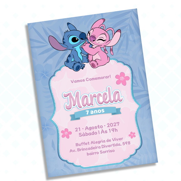 Convite Digital Stitch e Angel