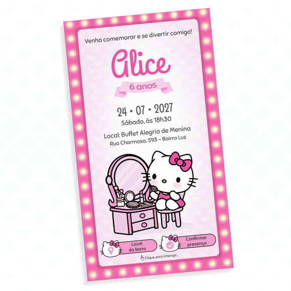 Convite Interativo Hello Kitty