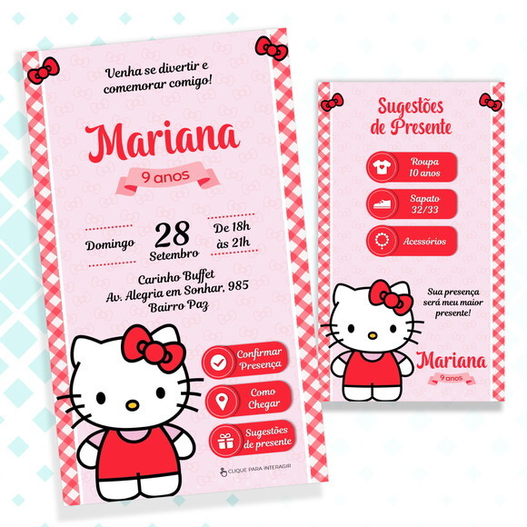 Convite Interativo Hello Kitty