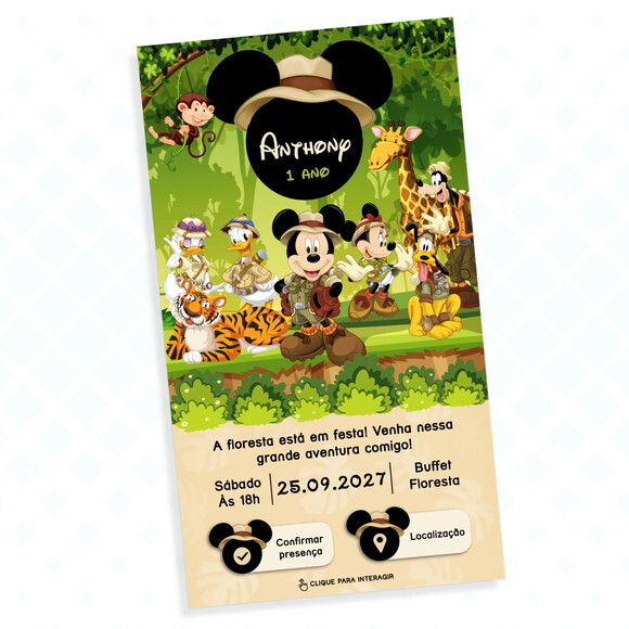 Convite Interativo Mickey Safari