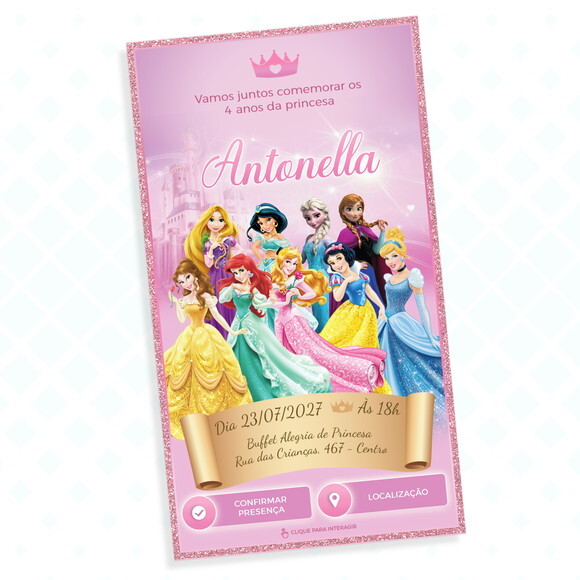 Convite Interativo Princesas