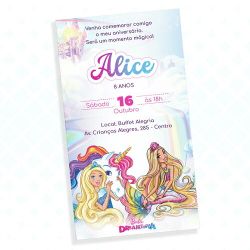 Convite Digital Barbie Dreamtopia