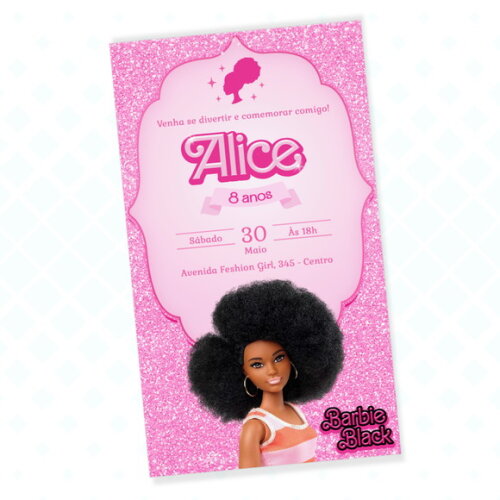 Convite Digital Barbie Negra Barbie Black