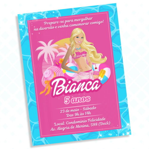 Convite Digital Barbie Pool Party