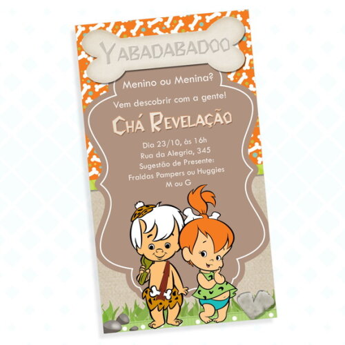 Convite Digital Chá Revelação Flintstones