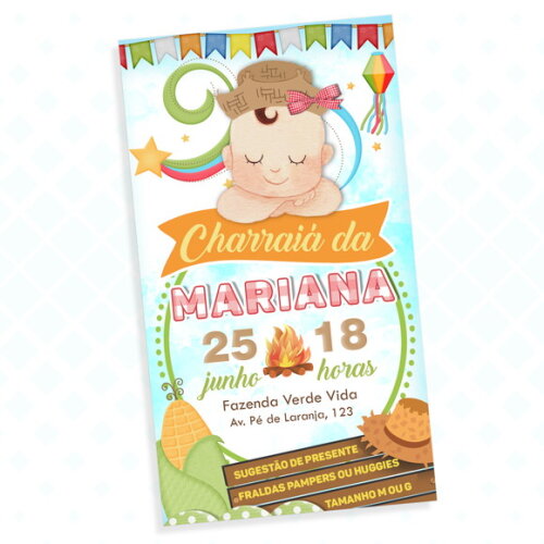 Convite Digital Charraiá de Fraldas Menina