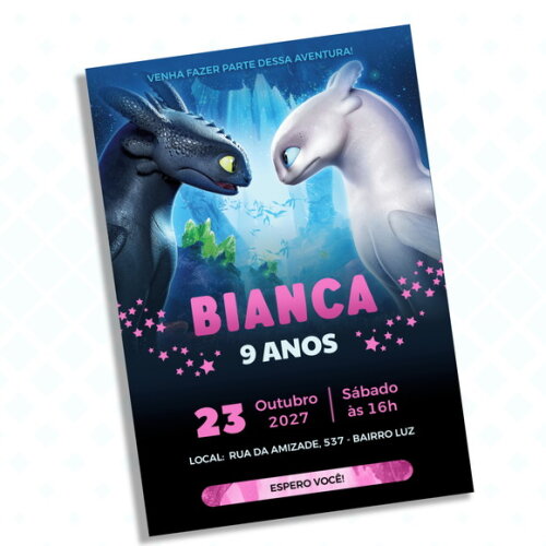 Convite Digital Como Treinar o Seu Dragão Rosa