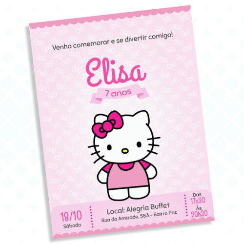 Convite Digital Hello Kitty Rosa
