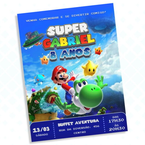 Convite Digital Mario Galaxy