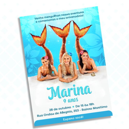 Convite Digital Sereias Mako Mermaids H2o