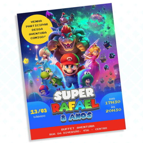 Convite Digital Super Mario o Filme