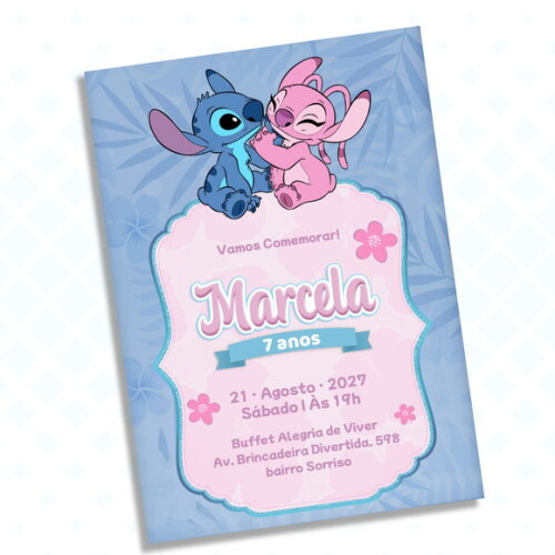 Convite Digital Stitch e Angel